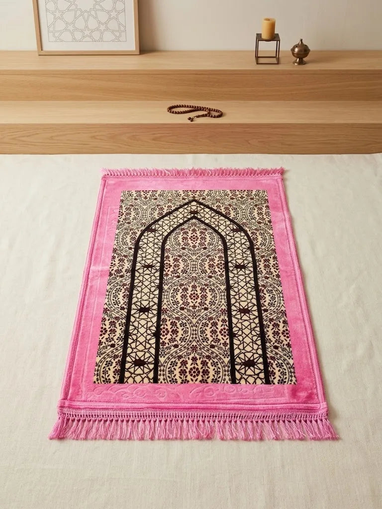 Premium Soft Prayer Mat | Elegant Velvet Janamaz with Tassels