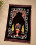 Black Floral Mosque Prayer Mat