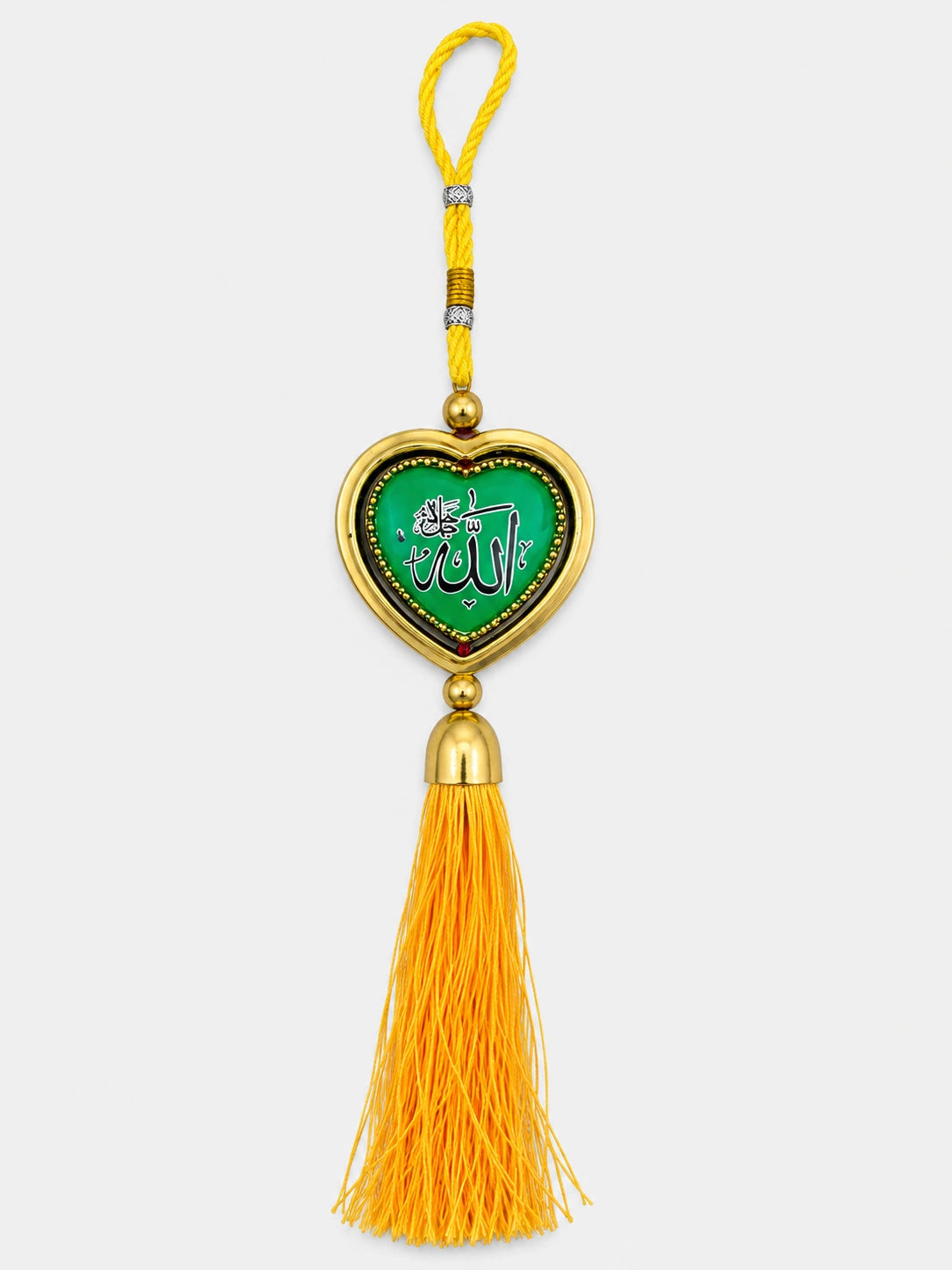 Allah Heart Crystal Car Hanging | Islamic Rear View Mirror Hanging Ornament | Home & Office Decor