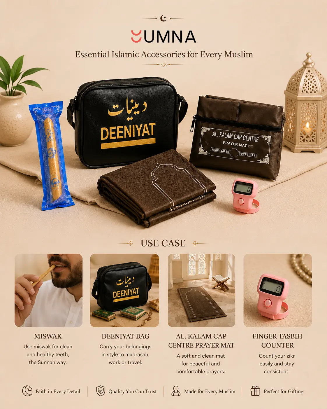YUMNA Muslim Travel Essentials Collection Inspired by Faith.