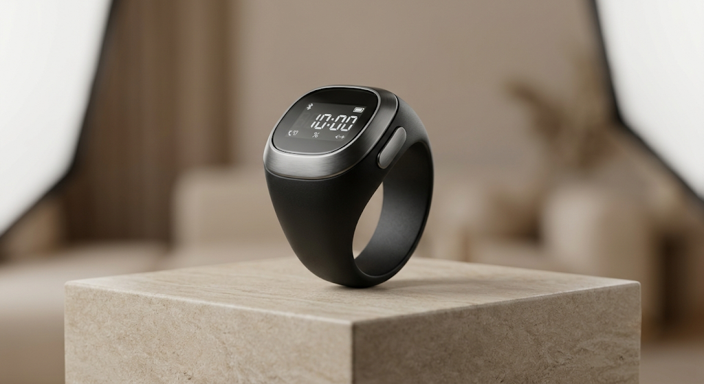 Smart Digital Tasbih Counter Ring – Matte Black