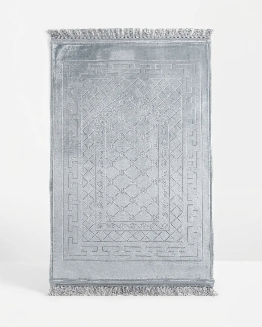 Silver Grey Embossed Prayer Mat (Janamaz) – 116 cm