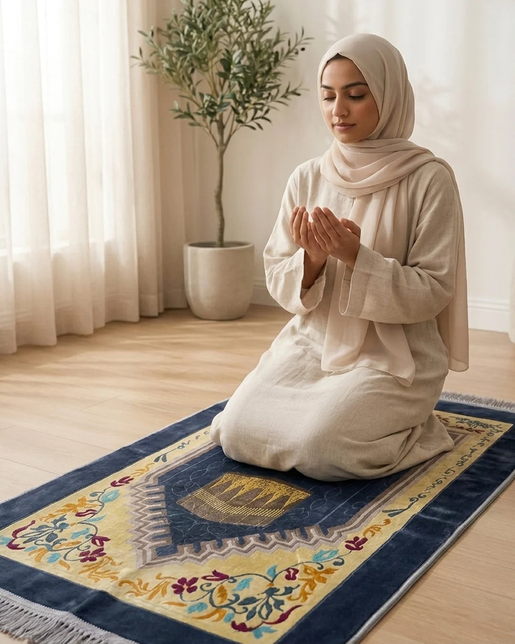 Kaaba Noor Prayer Mat – Midnight Blue
