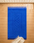 Royal Blue Embossed Prayer Mat (Janamaz) – 116 cm