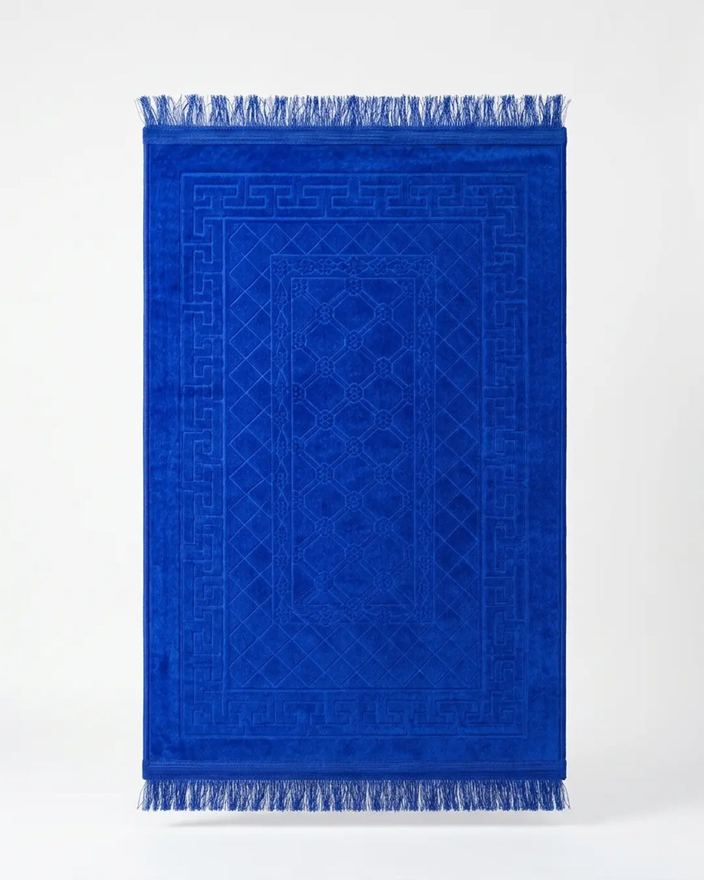 Royal Blue Embossed Prayer Mat (Janamaz) – 116 cm