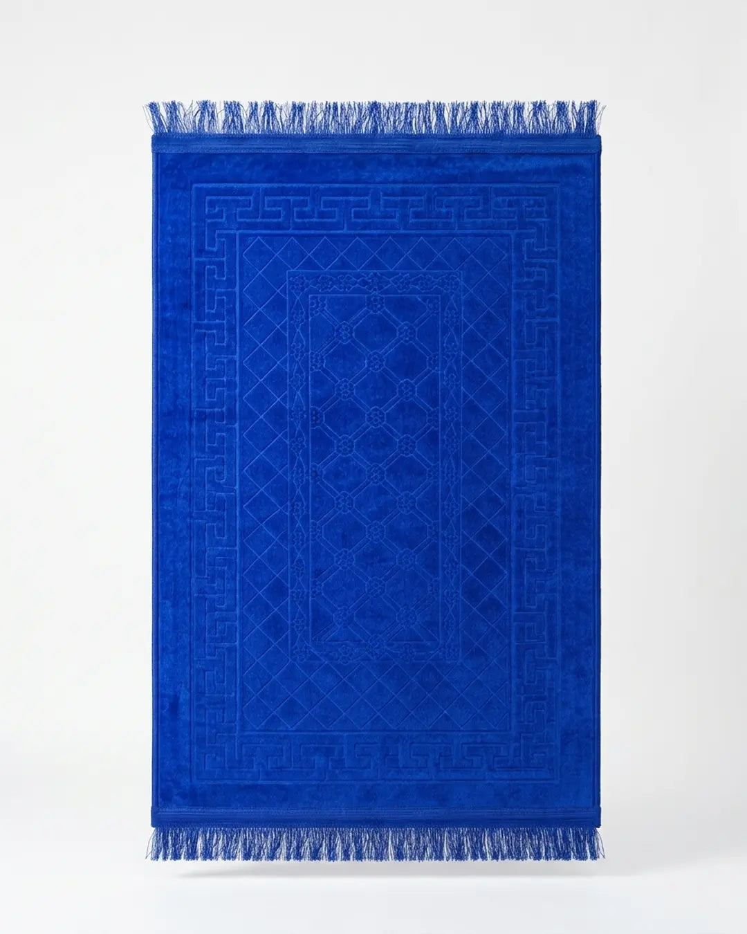 Royal Blue Embossed Prayer Mat (Janamaz) – 116 cm