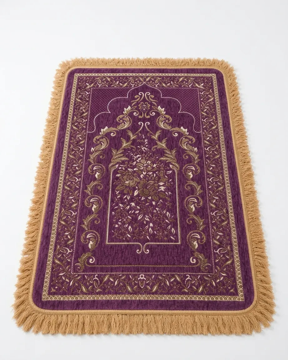 Premium Thick Plush Prayer Mat | Janamaz Purple Color