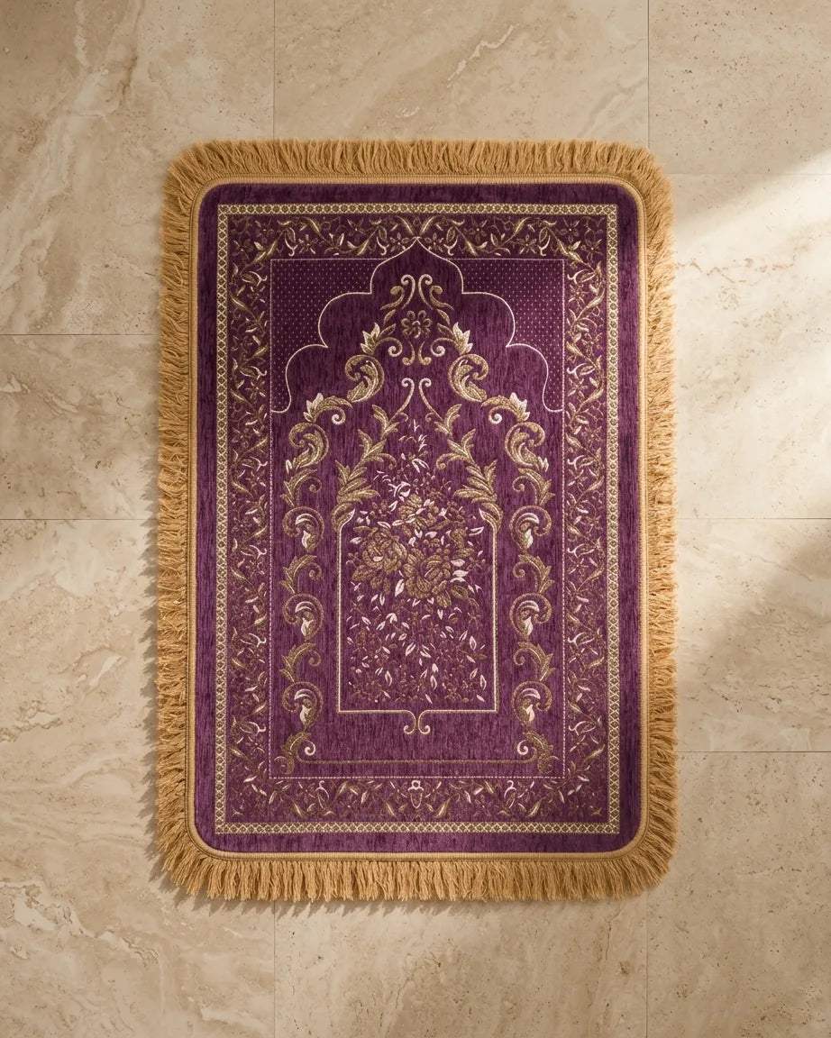 Premium Thick Plush Prayer Mat | Janamaz Purple Color