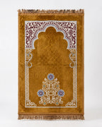 Golden Ochre Floral Prayer Mat (Janamaz) – 116 cm