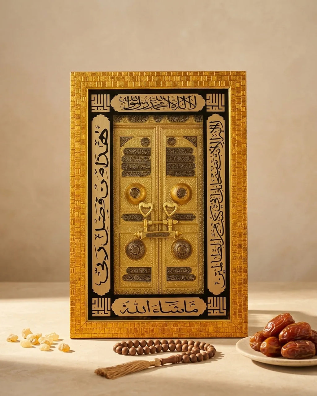 Kaaba Door Islamic Wall Decor – Golden Finish (42 × 24 cm)