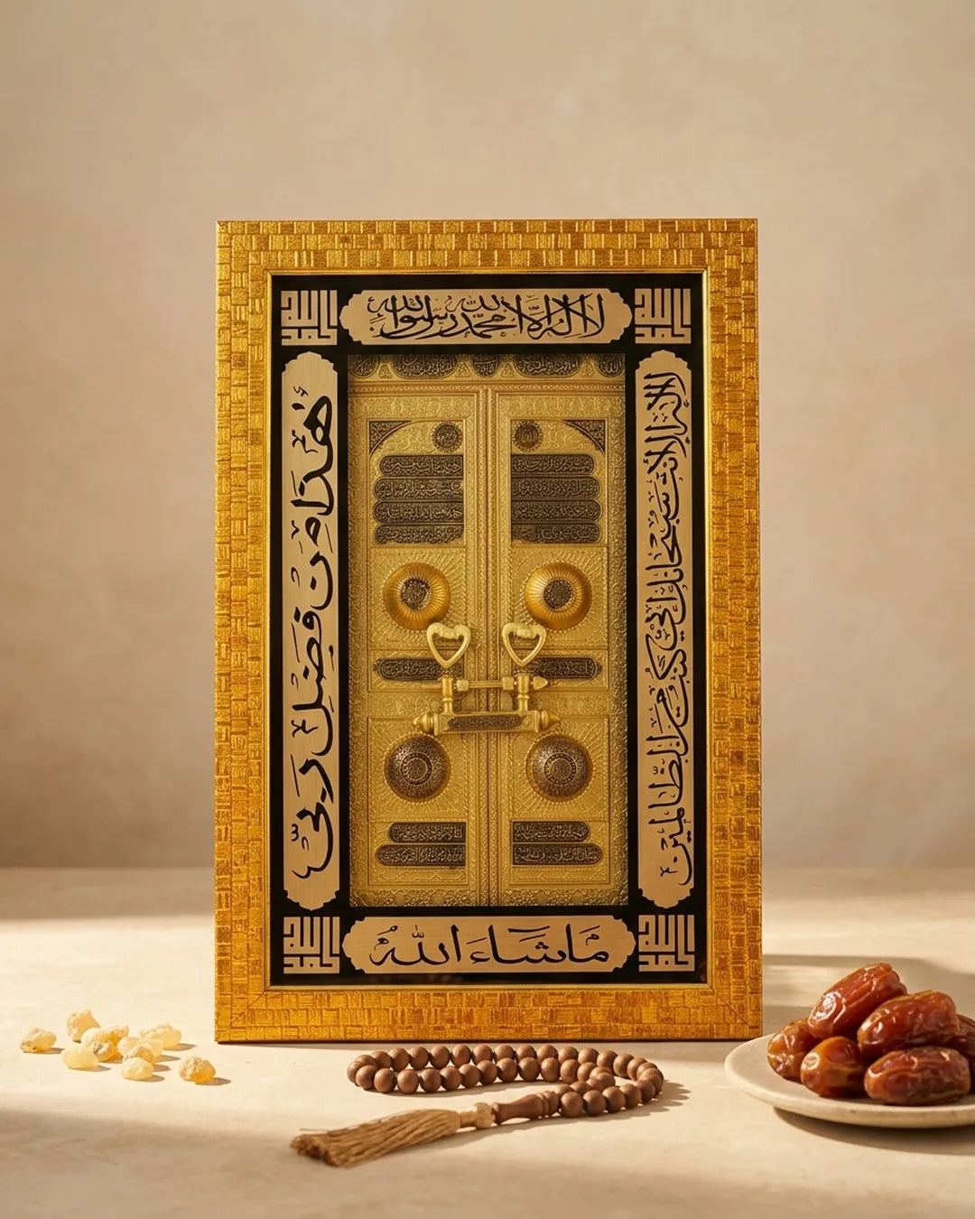 Kaaba Door Islamic Wall Decor – Golden Finish (42 × 24 cm)