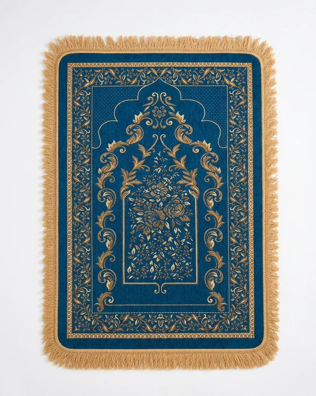 Premium Thick Plush Prayer Mat | Janamaz Blue Color