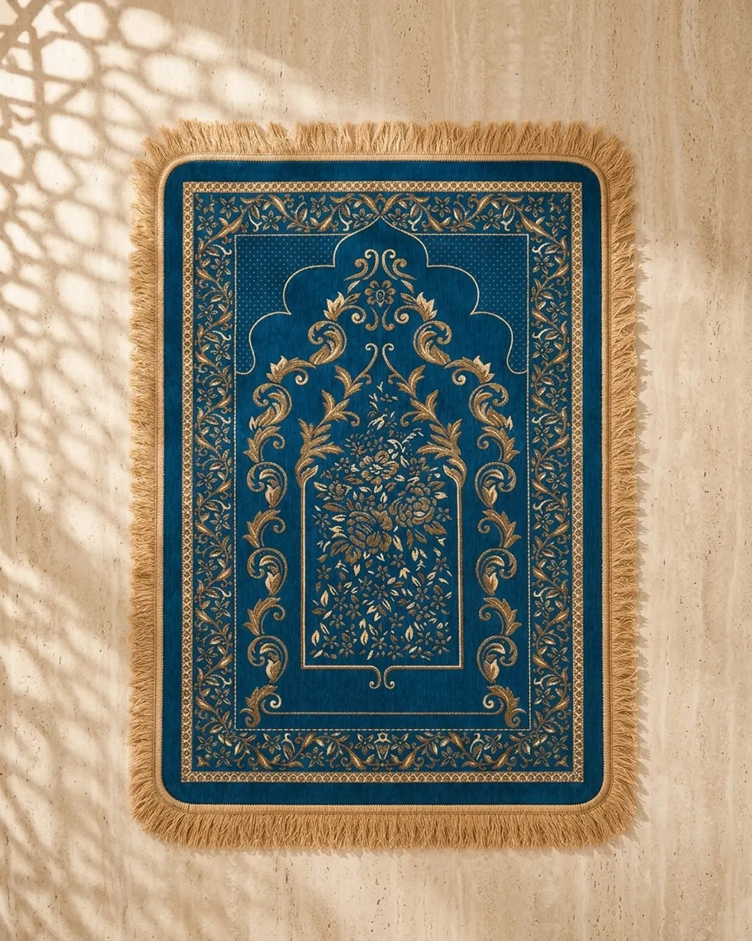 Premium Thick Plush Prayer Mat | Janamaz Blue Color