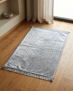 Silver Grey Embossed Prayer Mat (Janamaz) – 116 cm